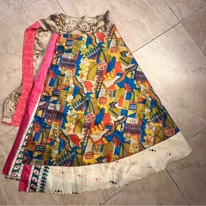 Reversible silk wrap around skirt